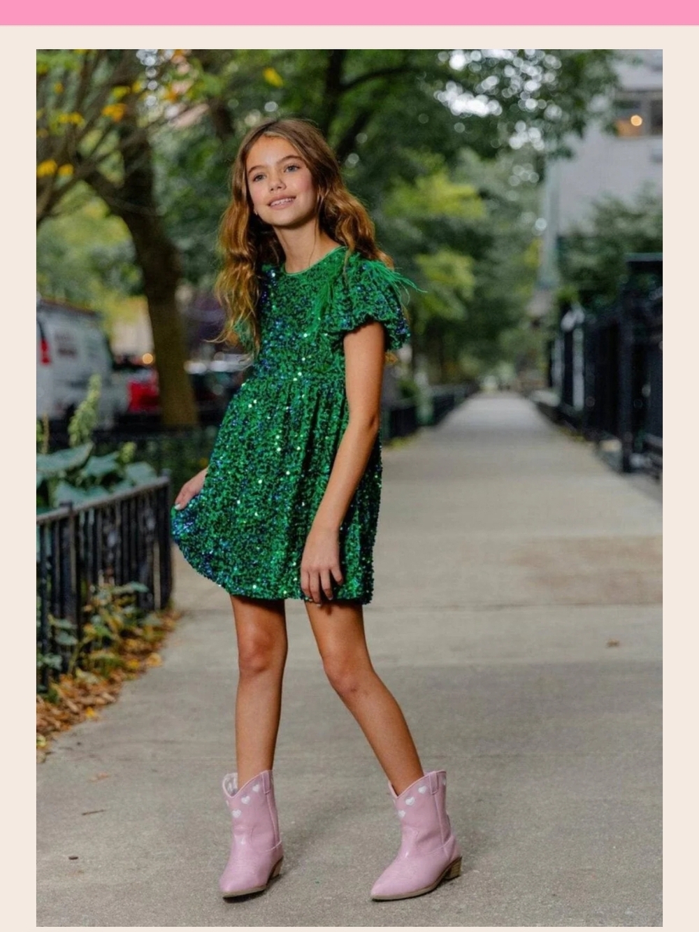 Lola + THE BOYS Jade Feather Party Dress